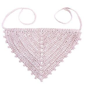 Hair Bandana Pink Crochet Picot for Teens or Adults, Brand New Handmade